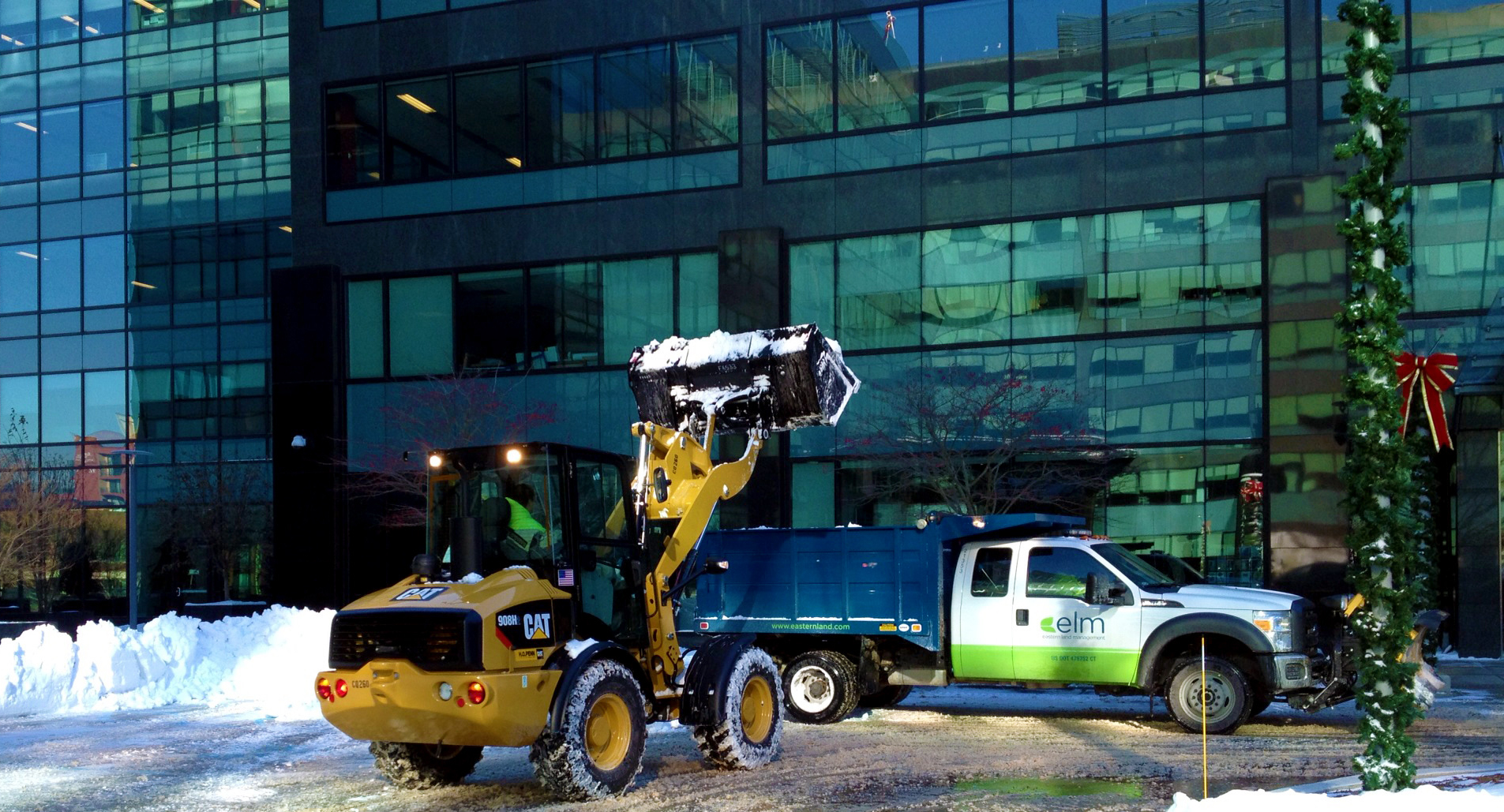 Snow Removal in CT - CAT Loader On Site